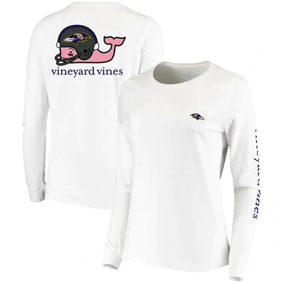 Vineyard Vines White Baltimore Ravens Helmet Long Sleeve T-shirt