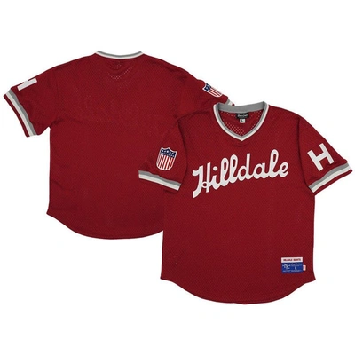 Rings & Crwns Red Hilldale Club Mesh Replica V-neck Jersey