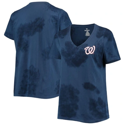 Profile Navy Washington Nationals Plus Size Cloud V-neck T-shirt