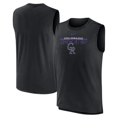 Nike Black Colorado Rockies Knockout Stack Exceed Muscle Tank Top