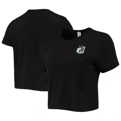 Zoozatz Black Minnesota United Fc Solid Cropped T-shirt