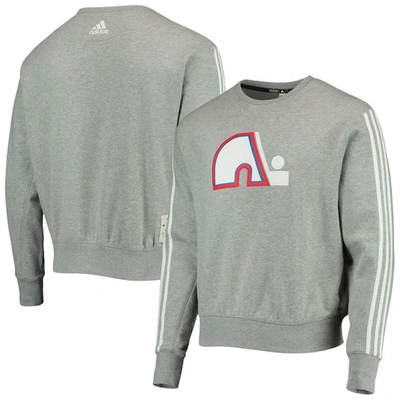 Adidas Originals Adidas Heathered Grey Quebec Nordiques Team Classics Vintage Pullover Sweatshirt