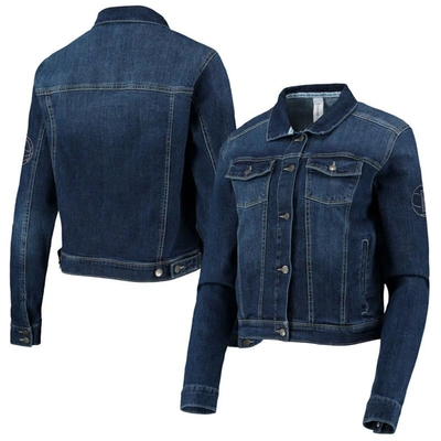 Lusso Blue Brooklyn Nets Georgie Swarovski Crystals Button-up Denim Jacket