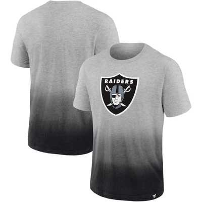Fanatics Branded Heathered Gray/black Las Vegas Raiders Team Ombre T-shirt In Heathered Gray,black