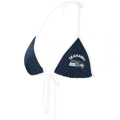 G-iii 4her By Carl Banks College Navy Seattle Seahawks Perfect Match Bikini Top