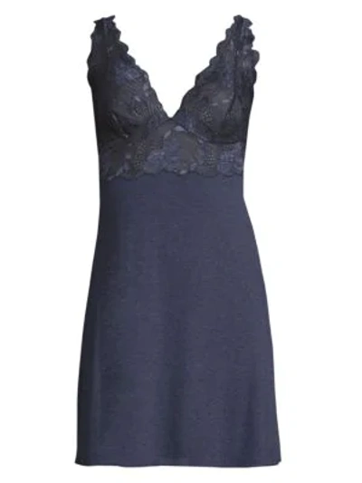 Natori Sleepwear Zen Floral Chemise In Night Blue