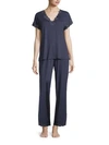 Natori Sleepwear Zen Floral Pajama Set In Night Blue