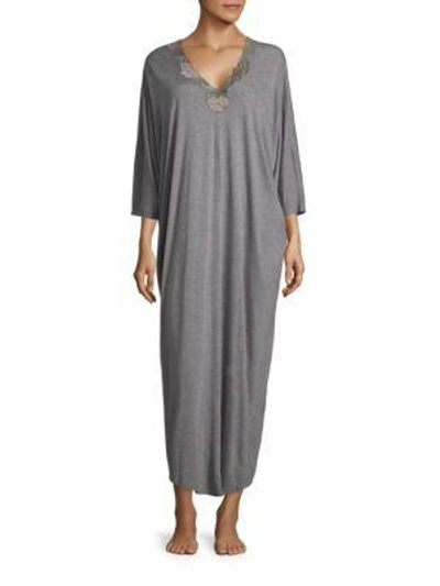 Natori Sleepwear Zen Floral Caftan In Heather Grey