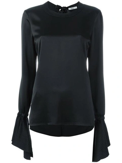 Area Flared Sleeves Blouse In Black