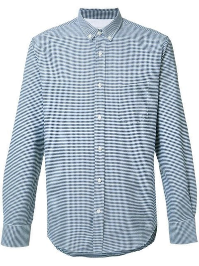 Officine Generale Gingham Check Shirt In Blue