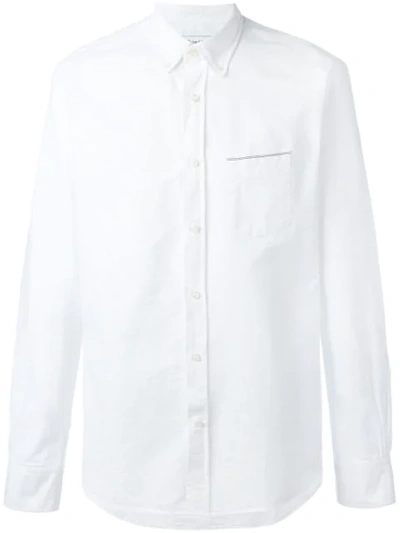 Officine Generale Shirt With Trimmed Pocket In White Navy