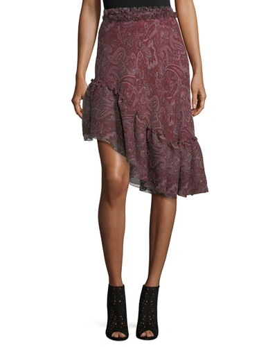 Redemption Paisley-print Silk Asymmetric Skirt
