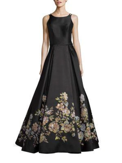 Basix Black Label Floral-print Gown In Black