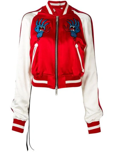 Ben Taverniti Unravel Project Embroidered Bomber Jacket In Red