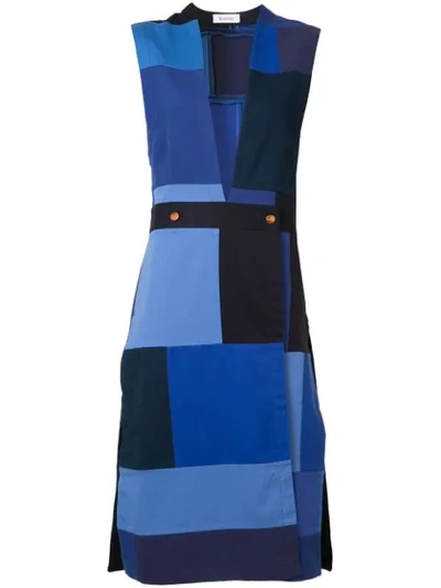 Rodebjer Patchwork Sleeveless Midi Dress In Blue