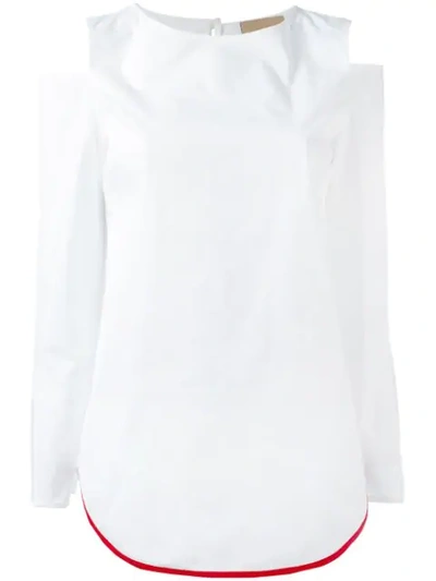 Erika Cavallini Cut-out Shoulders Blouse In White