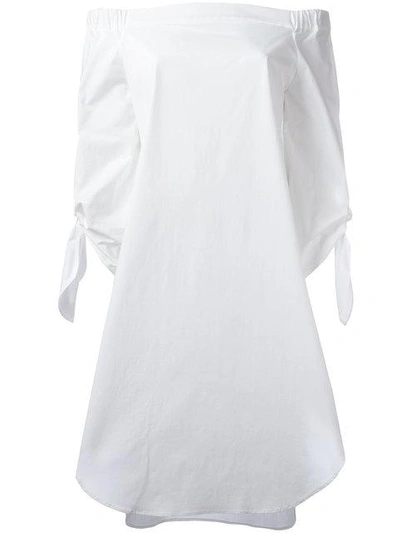 Erika Cavallini Off-shoulders Shift Dress In White