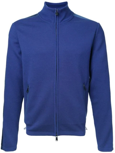 Kent & Curwen Contrast Panel Cardigan In Blue