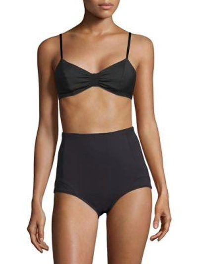 Malia Mills Juliette Shirred Bikini Top In Black