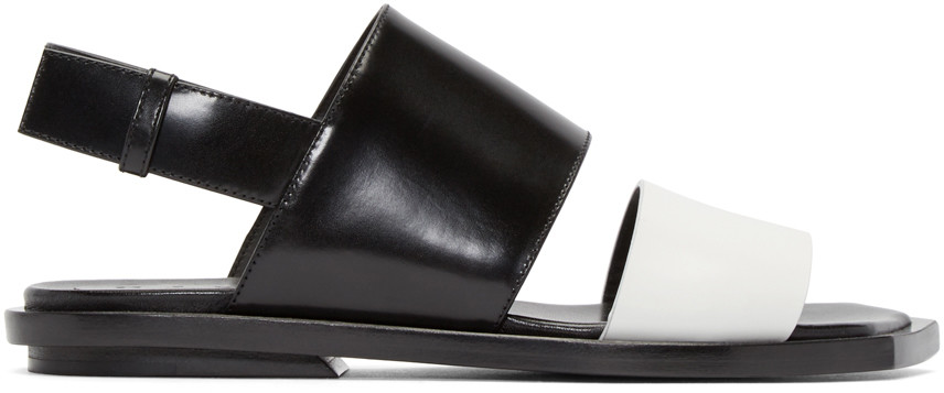 Marni Black & White Leather Sandals | ModeSens