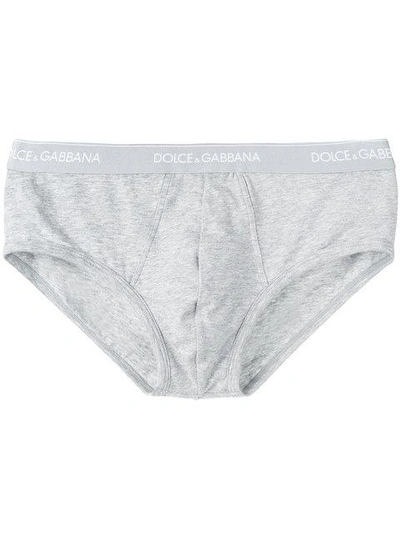 Dolce & Gabbana Logo Waistband Briefs In Grey