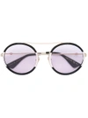Gucci Round Shaped Sunglasses In 006 Black/white/light Pink