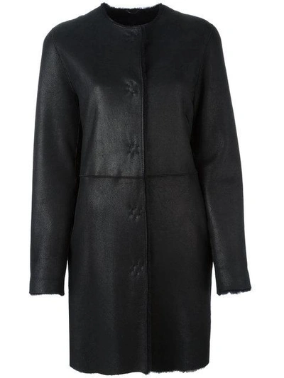 Liska Single Breasted Shearling Coat In Blue