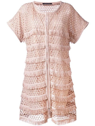 Antonino Valenti Nine Frayed Trim Cardi-coat In Pink