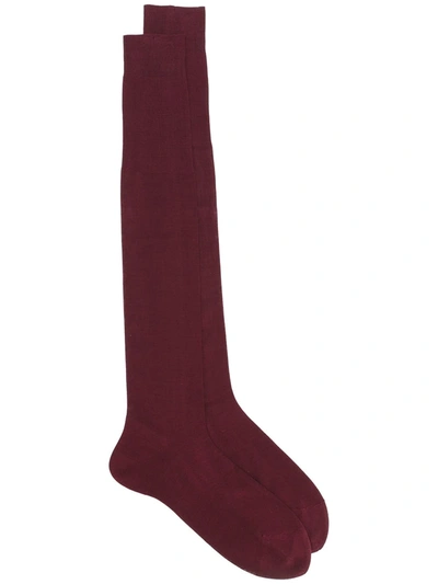 Fashion Clinic Timeless Knitted Knee-high Socks In Red
