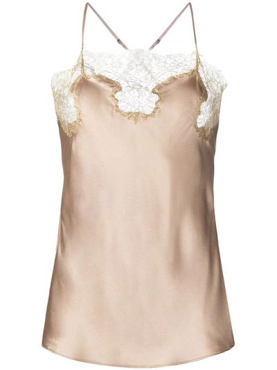 Gilda & Pearl Gina Short Silk And Lace Slip In Neutrals