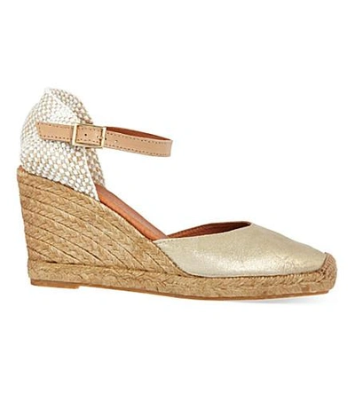 KG KURT GEIGER MONTY LEATHER WEDGE SANDALS 