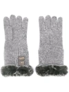 N•peal Fur Trim Gloves In Grey