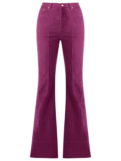 Amapô High Waist Velvet Flared Trousers In Pink