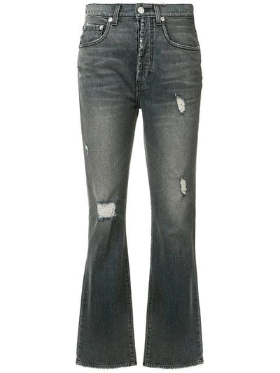 Adaptation Ripped Cropped Bootcut Jeans In Black