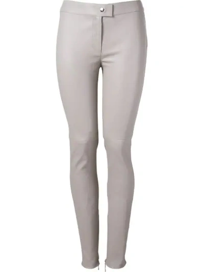 Martha Medeiros Leather Skinny Trousers In Grey