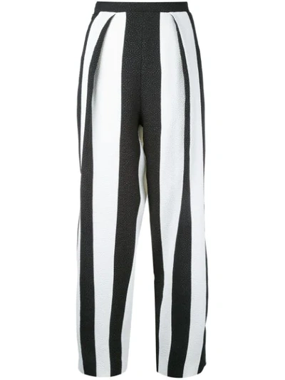 Edeline Lee Striped Cropped Trousers In Black