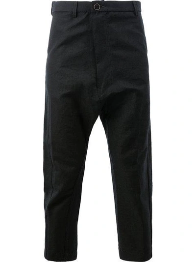 Taichi Murakami Dropped Crotch Cropped Trousers In Grey