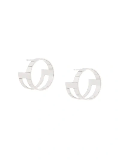 Ivi Slot Ribbed Earrings In Metallic