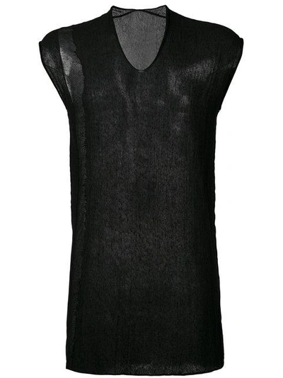 Label Under Construction Arched Ladder Stitch Tunic In Black
