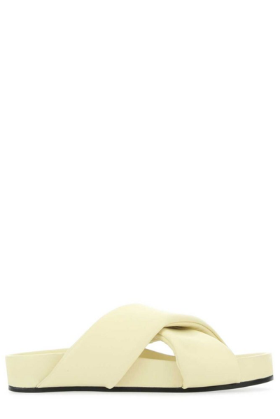 Jil Sander Yellow Oversize Wrapped Sandals In Neutrals