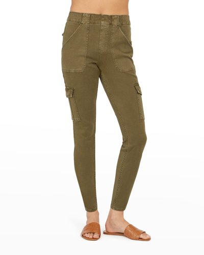 Spanx Stretch Twill Ankle Cargo Pants In Soft Sage