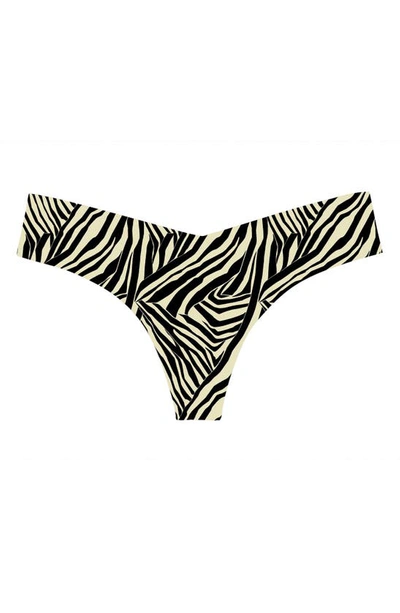 Commando Print Thong In Stripescape White