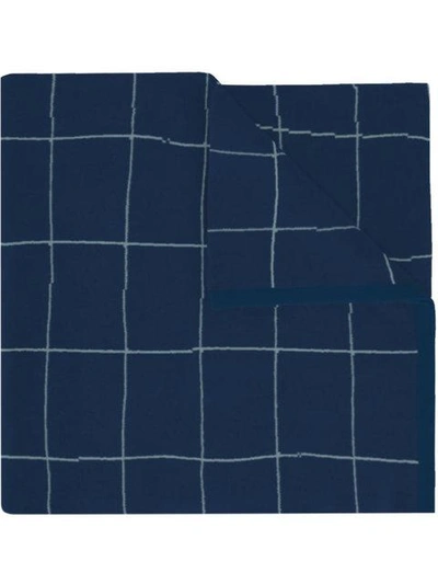 Umd Cashmere Grid Knit Scarf - Blue