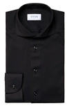 Eton Men's Slim Fit Four-way-stretch Cotton Dress Shirt In Black