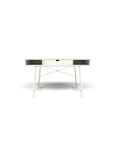 Unique Furniture Desk With Center Drawer In White