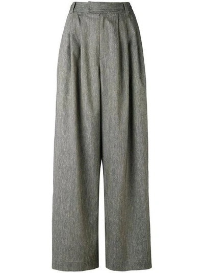 Pas De Calais Pleated Detail Palazzo Trousers In Grey