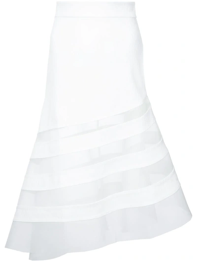 Robert Wun Sheer Panel Skirt In White