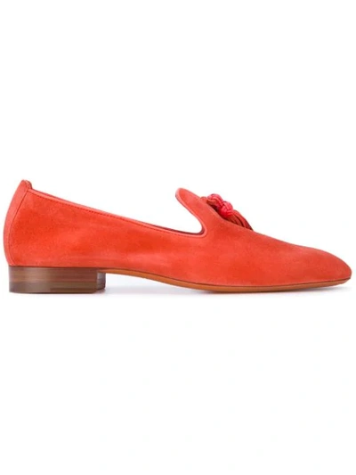 Santoni Red Suede Loafers