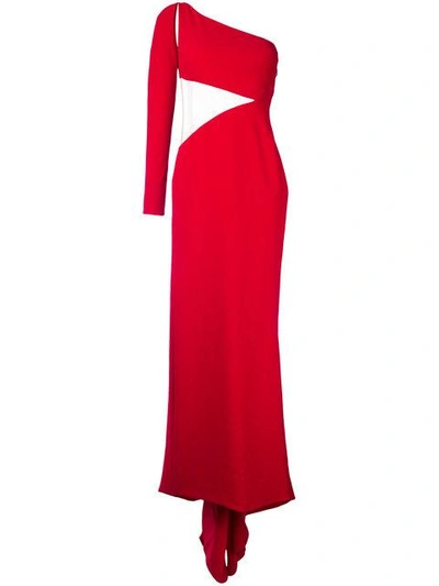 Romona Keveza One Sleeve Column Gown - Red