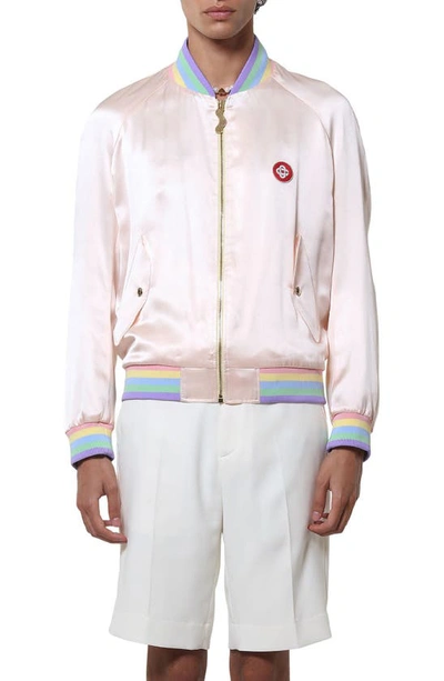 Casablanca Souvenir Masao San Silk Bomber Jacket In Pink